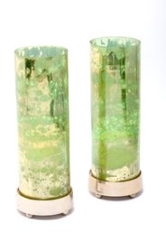 Pair Of Sea Hurricane Candle Holders And Riado Candles