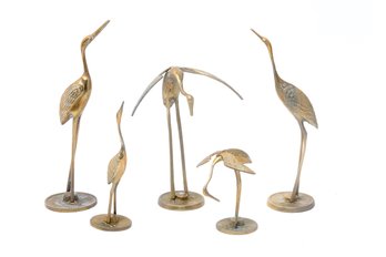 Mid Century Modern Brass Cranes- A Set Of 5