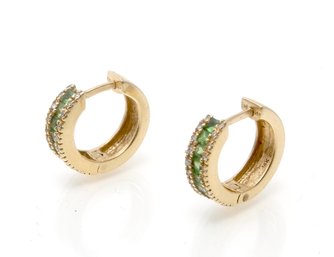 14k Gold Earrings With Emerald Stones