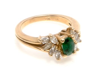 14k Gold Ring With Emerald Stones