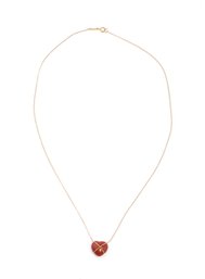 Tiffany 14k Fine Gold Chain And Stone Heart Necklace