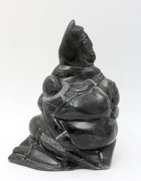 Inuit Mother And Child Soapstone Carved Sculpture, 20th Century