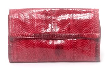 J. Renee Red Snake Skin Patterned Leather Clutch