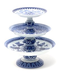 Blue And White Asian Tiered Platter