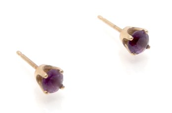 Purple Glass Stone Earrings