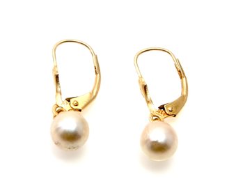 14k Gold Pearl Earrings