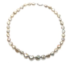 Natural Baroque Pearl Necklace With Sterling Clasp