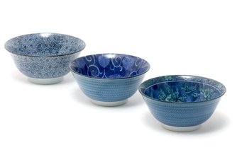 Blue And White Japanese Porcelain Rice Bowls