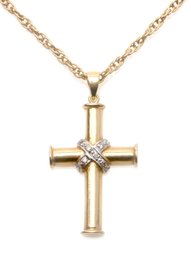 14k Gold Cross And Necklace