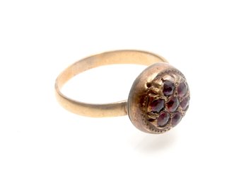 Edwardian Garnet Cluster 14k Gold Ring