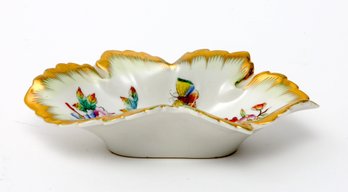 Herend Queen Victoria Leaf Shaped Nut Dish