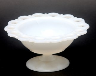 Anchor Hocking Old Colony Lace Edge Milk Glass Compote