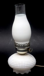 Hobnail Milkglass Electric Hurricane Lamp