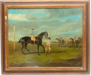 Framed Oil On Canvas Horse & Jockey Painting