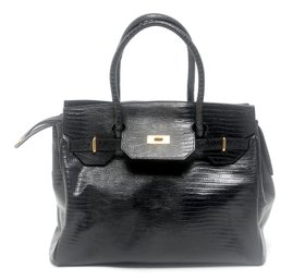 Franco Bonini Italy Black Leather Handbag