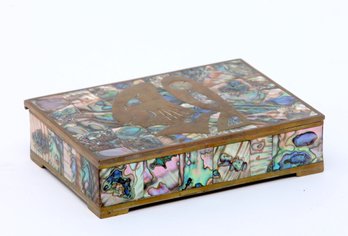 Alpaca Abalone Box Hinged Signed Mexico