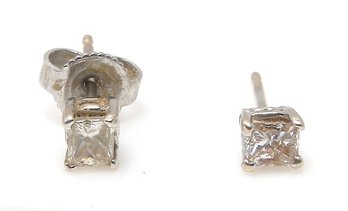 14k White Gold And Diamond Earrings