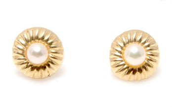 14k Gold And Pearl Earrings