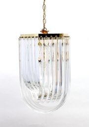 Mid Century Lucite  Prism Ribbon Chandelier