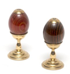 2 Van Cort Kaleidoscope Wood Nicholas II Eggs With Brass Stands