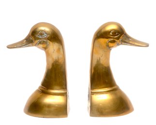 Solid Brass Mallard Duck Head Bookends