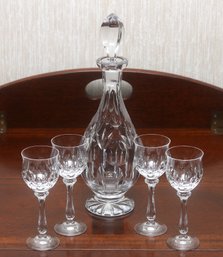 Crystal Decanter With 4 Aperitif Glasses