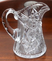 Vintage Brilliant Cut Crystal Pitcher Sawtooth Rim Hobstar Design