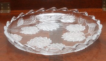 Vintage Crystal Clear Chrysanthemum Torte Plate