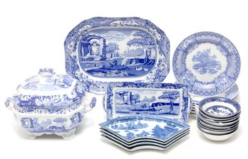 26 Pc Blue And White Porcelain Dish Set