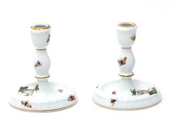 2 Herend Porcelain Candle Holders