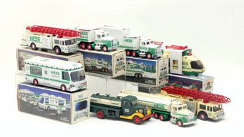 8pc. Hess Truck Set/2 Tankers/racer Carrierfire Truckcycle Carrier2 HelicoptersRV