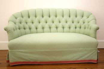 French Style Mint Green Button Tufted Loveseat