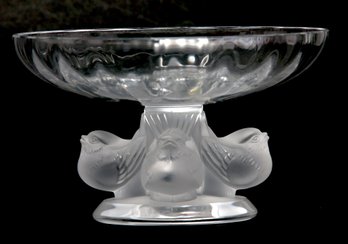 Lalique 'Nogent' Frosted And Clear Crystal Footed Bowl