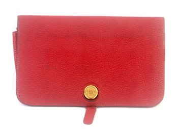 Hermes Dogon Duo Red Leather Wallet