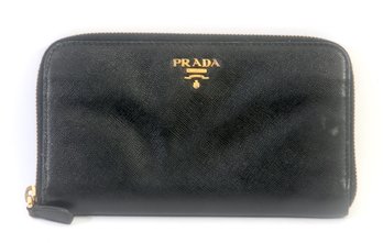 Prada Saffiano Metal Zip Around Wallet