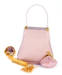 Judith Leiber Satin Evening Bag With Accessories