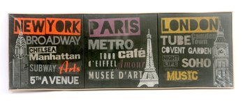 New York, Paris, London-Canvas Prints Set Of Three