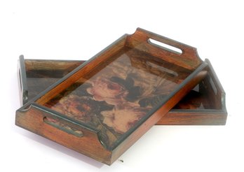 Floral Decoupage Vintage Wood  Serving Trays