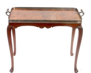 Queen Anne Style Mahogany And Burlwood Tray Table