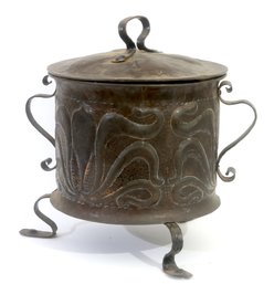 Antique Embossed Brass Coal Bin