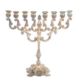 Baroque Style Silver Plated Hanukkah Menorah