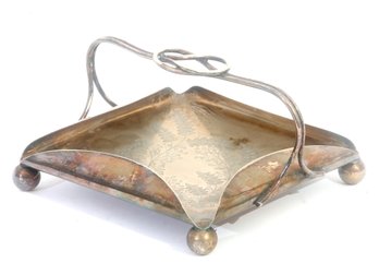 Etched Silver Plated Tray With Handle