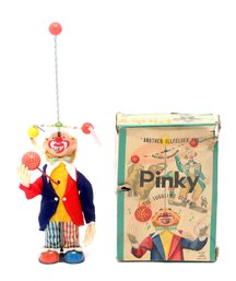Vintage Pinky The Juggling Clown Battery Operated Toy By Illfelder W/original Box