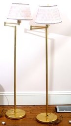 Brass Swing Arm Floor Lamps With Custom Shades