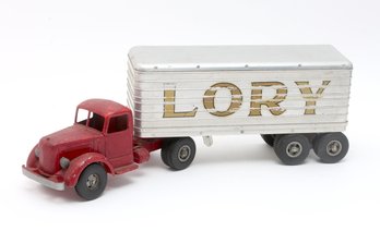 Vintage Large Metal And Aluminium 'lory' Tractor Trailer Toy