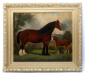 19th Century E. Mitchell Antique  Oil On Canvas Painting