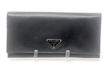 Prada Black Leather Long Wallet