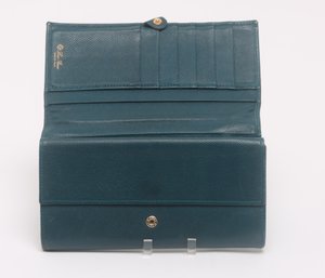 Loro Piana Green Leather Wallet/Clutch Retail $1900