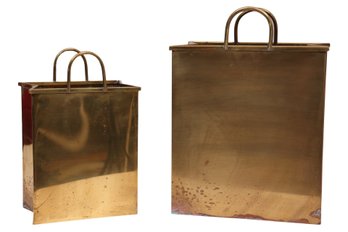 Gio Ponti Attributed Patinated Brass Shopping Bags