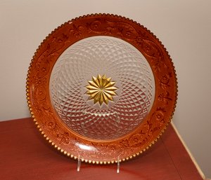 Art Glass Display Plate With Gold Star Center